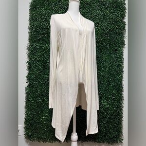 White House Black Market WHBM Cream Loose Waterfall Lightweight Cardigan